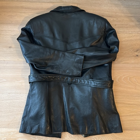 Pelle Studio, Wilson’s Leather Black Mid-Length Jacket with Belt, Small - Picture 6 of 8